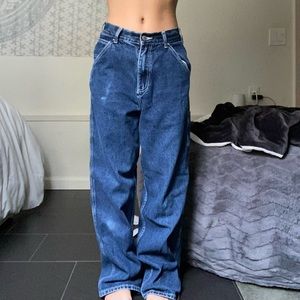 blue wash baggy jeans